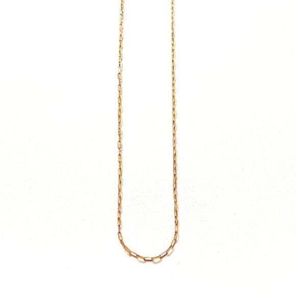 14k Solid Gold paperclip necklace | 1.5 mm paperclip chain | 16 inches long | - Picture 3 of 10
